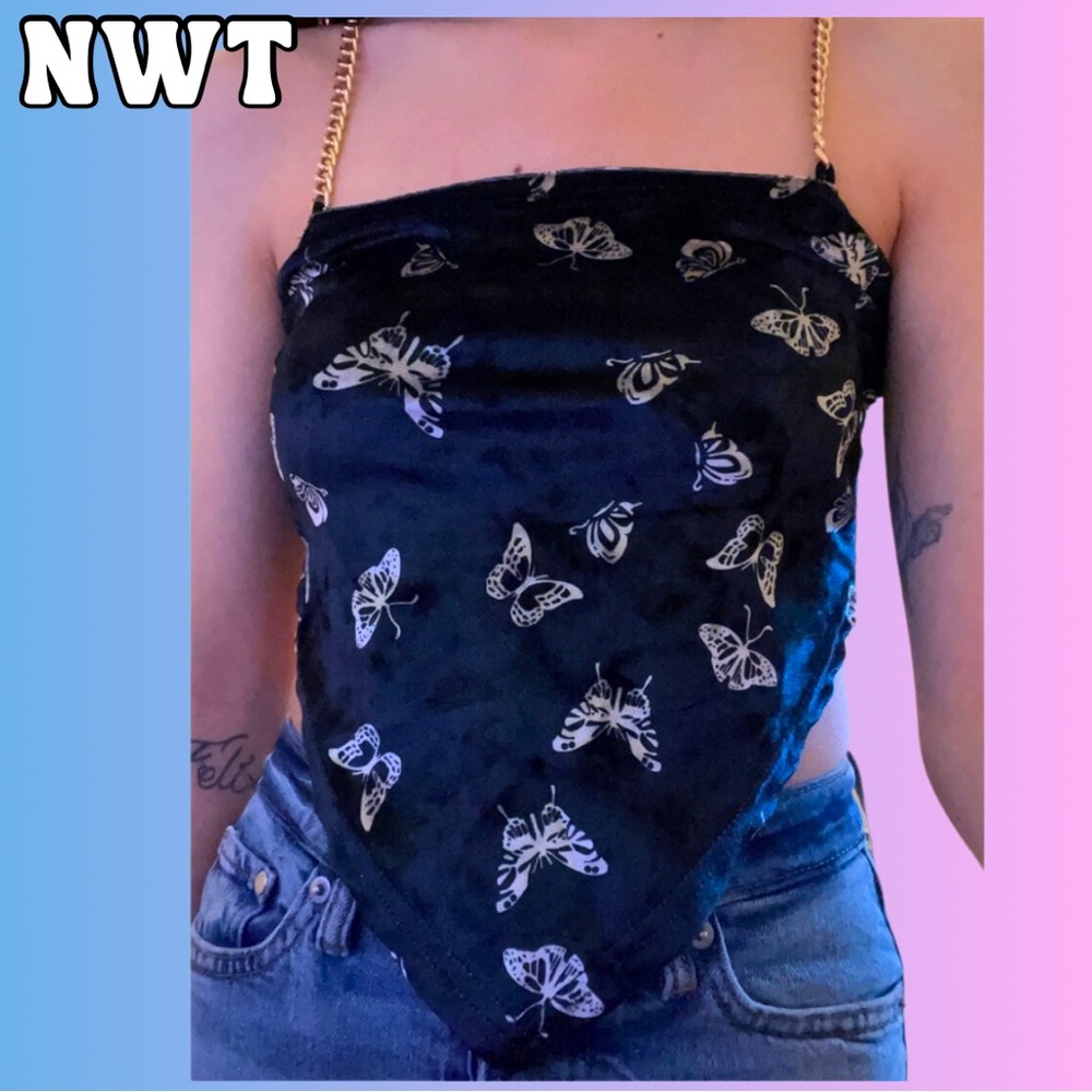 Velvet Butterfly Handkerchief Top - Picture 2 of 8